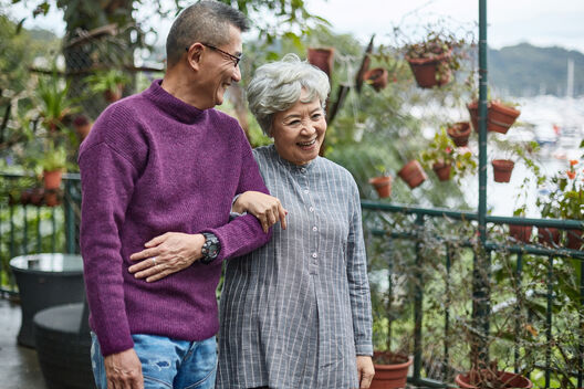 Asian Motherand Son Walking